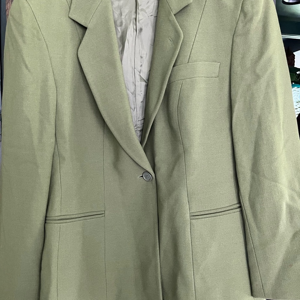 Giorgio Armani Olive Green Blazer and Skirt Suit